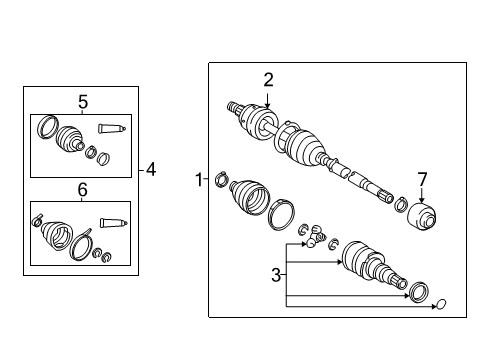 2004 Toyota Matrix Drive Axles - Front Diagram