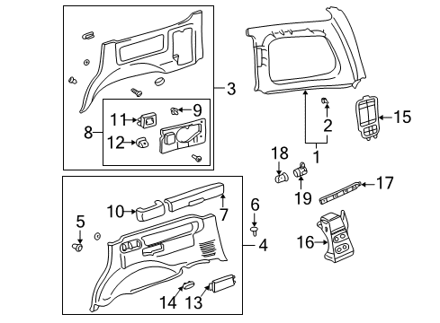 Retainer, Rear Door Trim, Passenger Side Diagram for 67771-89104