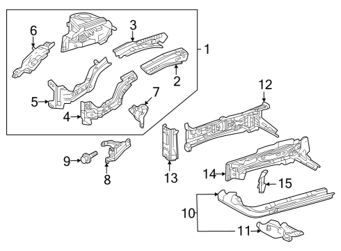 2023 Toyota Prius AWD-e Structural Components & Rails Diagram