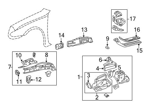 2007 Toyota Corolla Structural Components & Rails Diagram