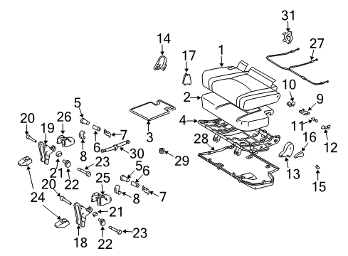 Hinge Sub-Assembly, Rear Seat Back, Center Diagram for 71305-60090