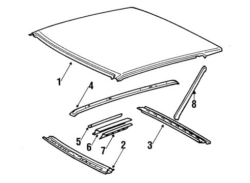 1990 Toyota Supra Roof, Exterior Trim, Trim Diagram 1 - Thumbnail