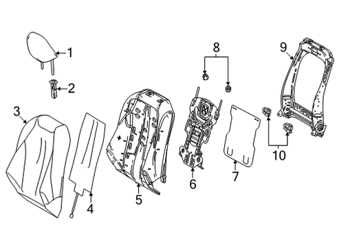 2022 Toyota Mirai Passenger Seat Components Diagram