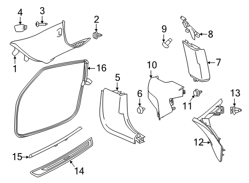 2024 Toyota GR Supra Interior Trim - Pillars Diagram