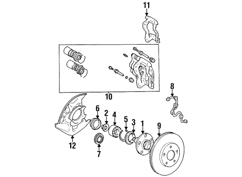 1994 Toyota MR2 Front Brakes Diagram