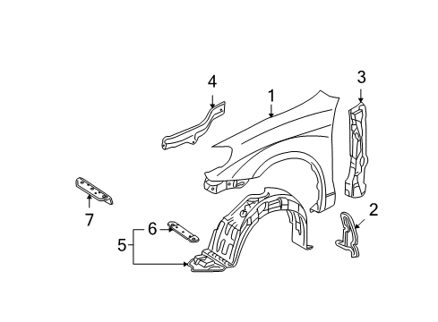 2004 Toyota Matrix Fender & Components Diagram