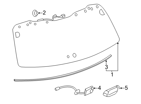 2012 Toyota Highlander Lift Gate - Glass & Hardware Diagram