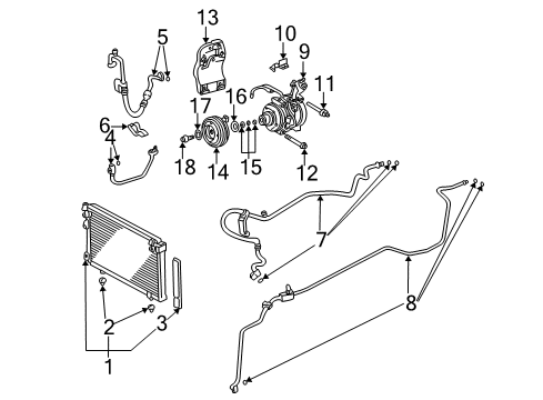 2004 Toyota Highlander A/C Condenser, Compressor & Lines Diagram