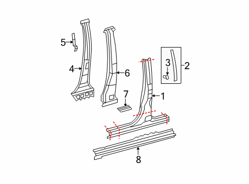 2013 Toyota Tundra Center Pillar & Rocker Diagram