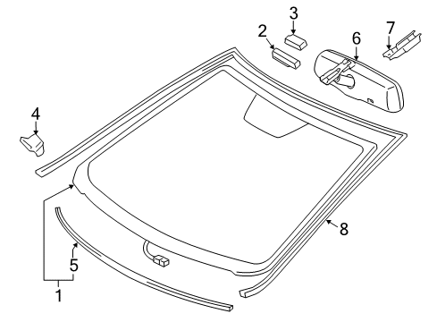 2013 Toyota Camry Windshield Glass, Reveal Moldings Diagram