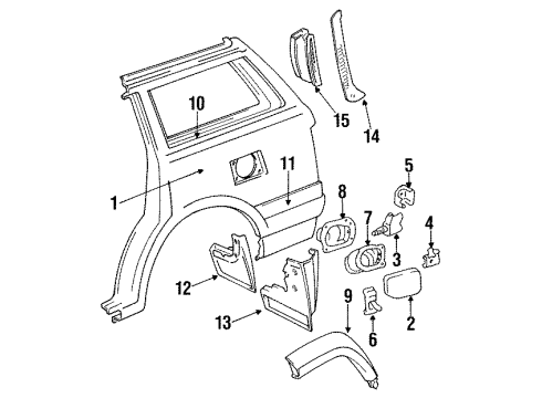 1991 Toyota Land Cruiser Mud Guard, Passenger Side Diagram for 76607-60140