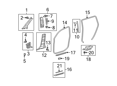 2009 Toyota Highlander Interior Trim - Pillars, Rocker & Floor Diagram
