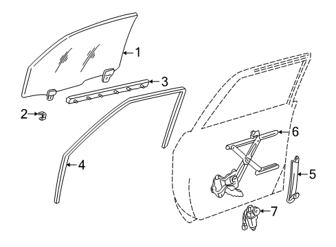 2005 Toyota Land Cruiser Front Door - Glass & Hardware Diagram