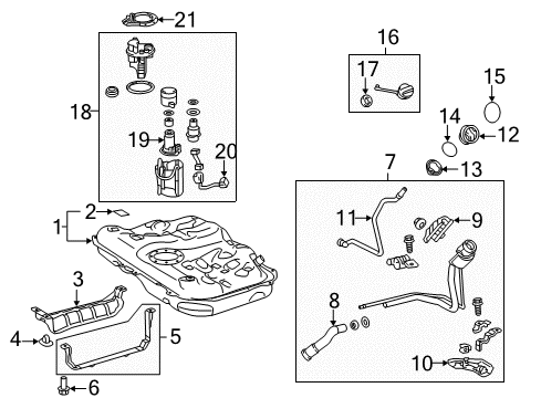 Bolt, Fuel Tank Band Set Diagram for 90119-10971