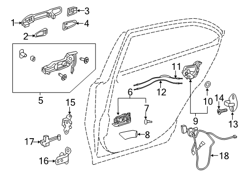 2020 Toyota Avalon Rear Door - Lock & Hardware Diagram