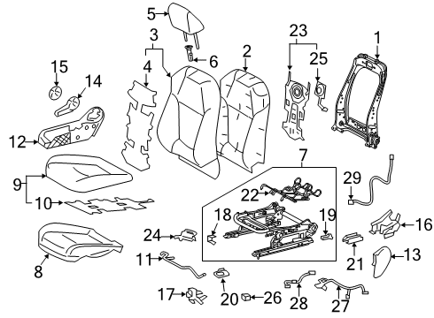 2023 Toyota RAV4 Prime Passenger Seat Components Diagram