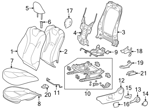 2023 Toyota Prius AWD-e Driver Seat Components Diagram