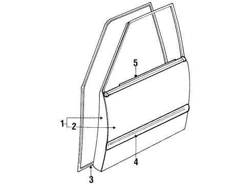 1991 Toyota Cressida Front Door & Components, Exterior Trim Diagram