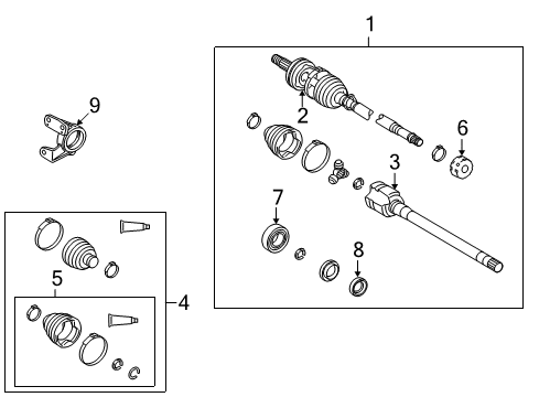 2009 Toyota Corolla Drive Axles - Front Diagram