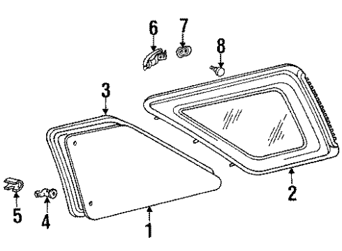 1990 Toyota 4Runner Quarter Panel - Glass & Hardware Diagram
