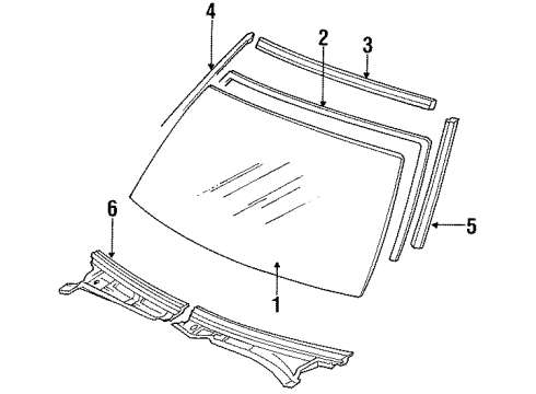 1991 Toyota Cressida Windshield Glass, Reveal Moldings Diagram