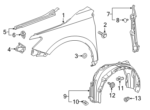 2016 Toyota Camry Fender & Components, Exterior Trim Diagram