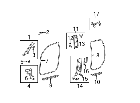 2007 Toyota Tundra Door Weatherstrip, Passenger Side Diagram for 62331-0C040