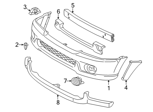 2002 Toyota Sequoia Front Bumper Diagram