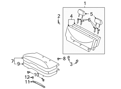 2004 Toyota Echo Rear Seat Components Diagram