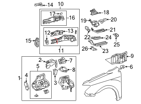 2009 Scion tC Structural Components & Rails Diagram