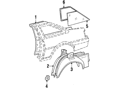 1986 Toyota Corolla Quarter Panel - Inner Components Diagram
