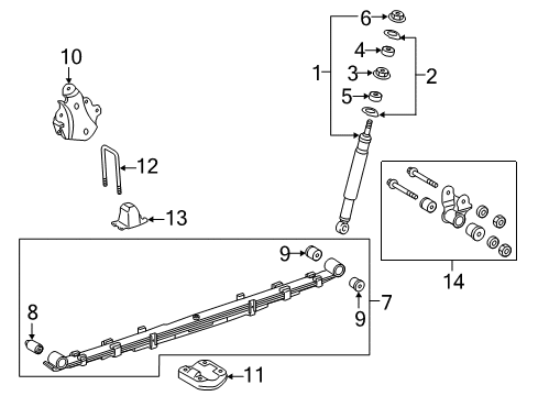 2018 Toyota Tacoma Leaf Spring Assembly Rear Bushing Diagram for 90389-A0003