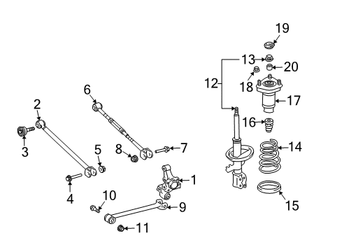 2004 Toyota Solara Rear Suspension Components, Lower Control Arm, Stabilizer Bar Diagram