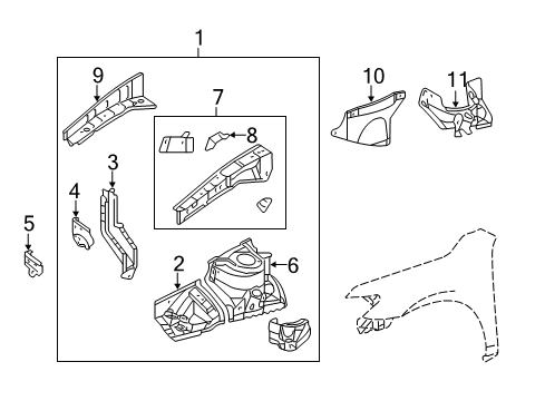 2007 Toyota Camry Structural Components & Rails Diagram 1 - Thumbnail