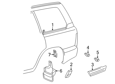 2005 Toyota Land Cruiser Exterior Trim - Quarter Panel Diagram