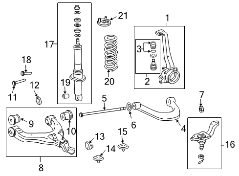 2002 Toyota Tacoma Upper Control Arm, Driver Side Diagram for 48630-35030