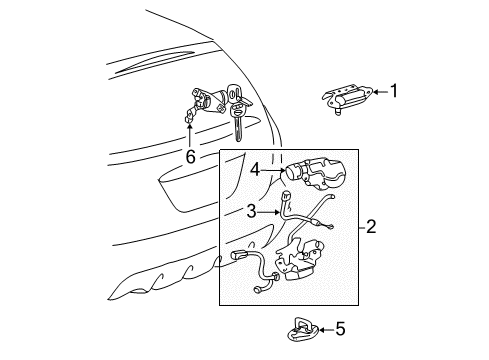 2004 Toyota Matrix Lift Gate - Lock & Hardware Diagram