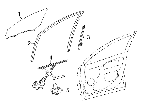 2015 Toyota RAV4 Front Door - Glass & Hardware Diagram
