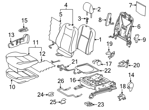 2012 Toyota Prius C Front Seat Components Diagram
