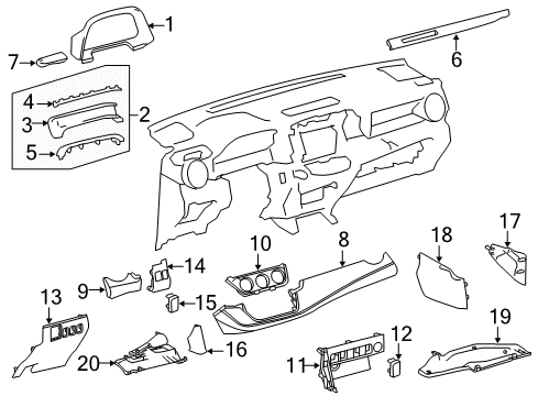 2015 Toyota RAV4 Cluster & Switches, Instrument Panel Diagram 3 - Thumbnail