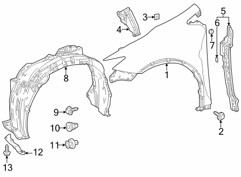 2023 Toyota Prius AWD-e Fender & Components Diagram