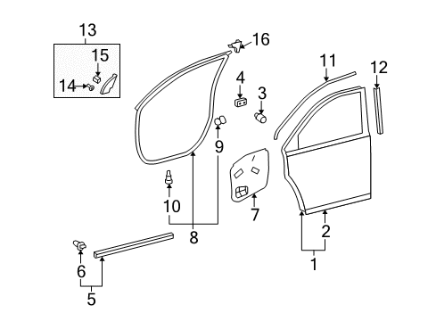 2012 Toyota Highlander Front Door Diagram