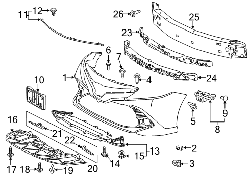 2019 Toyota Camry License Bracket, Front Diagram for 75101-06070