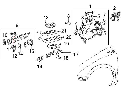 2020 Toyota Sienna Structural Components & Rails Diagram