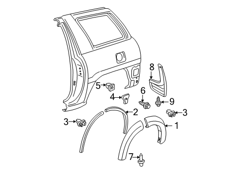 2004 Toyota RAV4 Exterior Trim - Quarter Panel Diagram