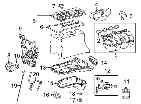 2016 Toyota Tacoma Air Filter Diagram for 17801-0C040