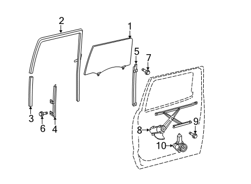 2013 Toyota Tundra Rear Door - Glass & Hardware Diagram