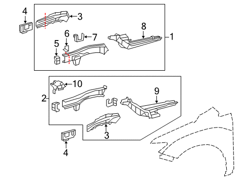 2014 Toyota Venza Structural Components & Rails Diagram