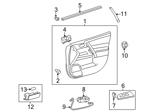 2009 Toyota Highlander Interior Trim - Front Door Diagram