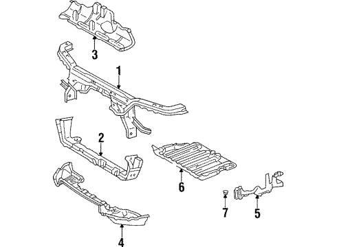 1997 Toyota Supra Radiator Support, Splash Shields Diagram